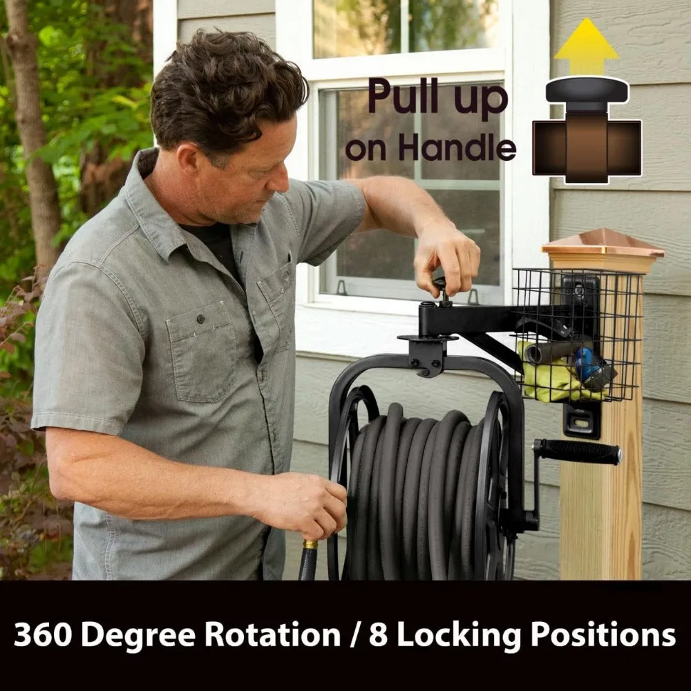712-B Single Arm Navigator Multi-Directional Garden Hose Reel, Holds 125-Feet of, 5/8-Inch, Black 4
