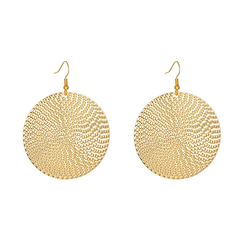 S58b46e4a485d4a94af0a20d36bc642f2k Punk Exaggerated Gold Silver Color Drop Earrings for Women Fashion Big Round Circle Dangle Earrings Statement Jewelry Mallzona