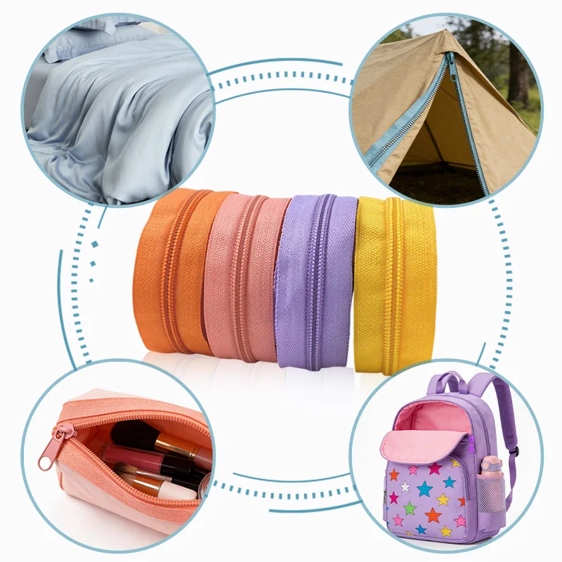Rainbow Nylon Zipper with Slider Bags for Garment Decoration and Repair – Available in Multiple Lengths