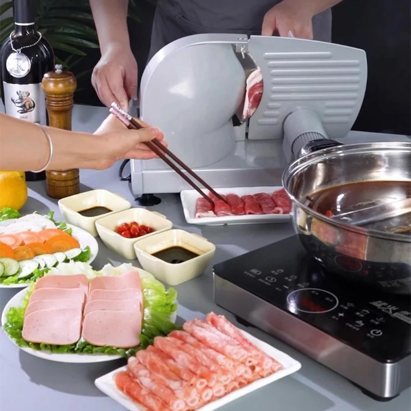Meat Slicer, Electric Deli Food Slicer w/ Removable Stainless Steel Blades, Adjustable Thickness Meat Slicer for Home Use 5