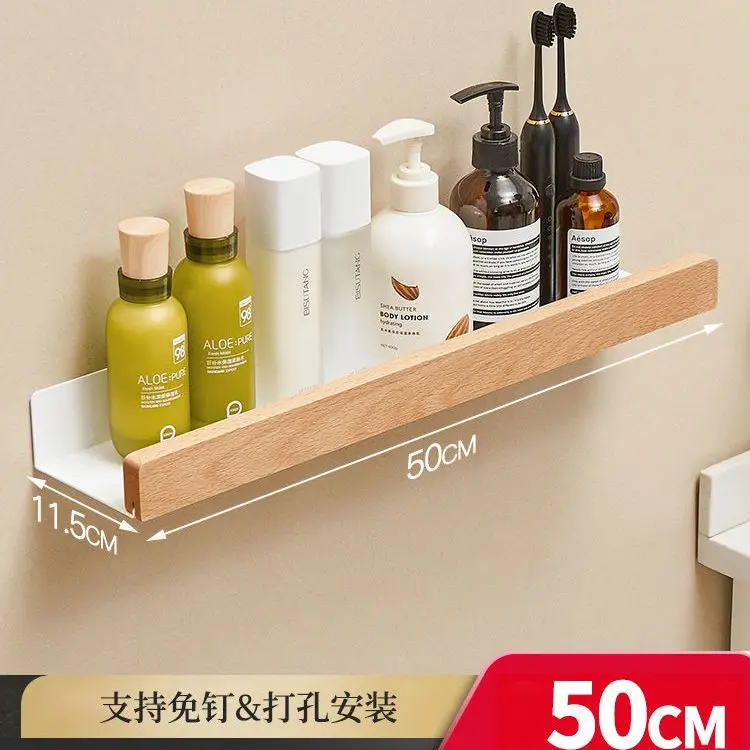 Floating Wooden Wall Shelves Metal Fixing Without Drilling Under TV Rack  Adhesive Hanging Home Bedroom Bathroom Decor Furniture