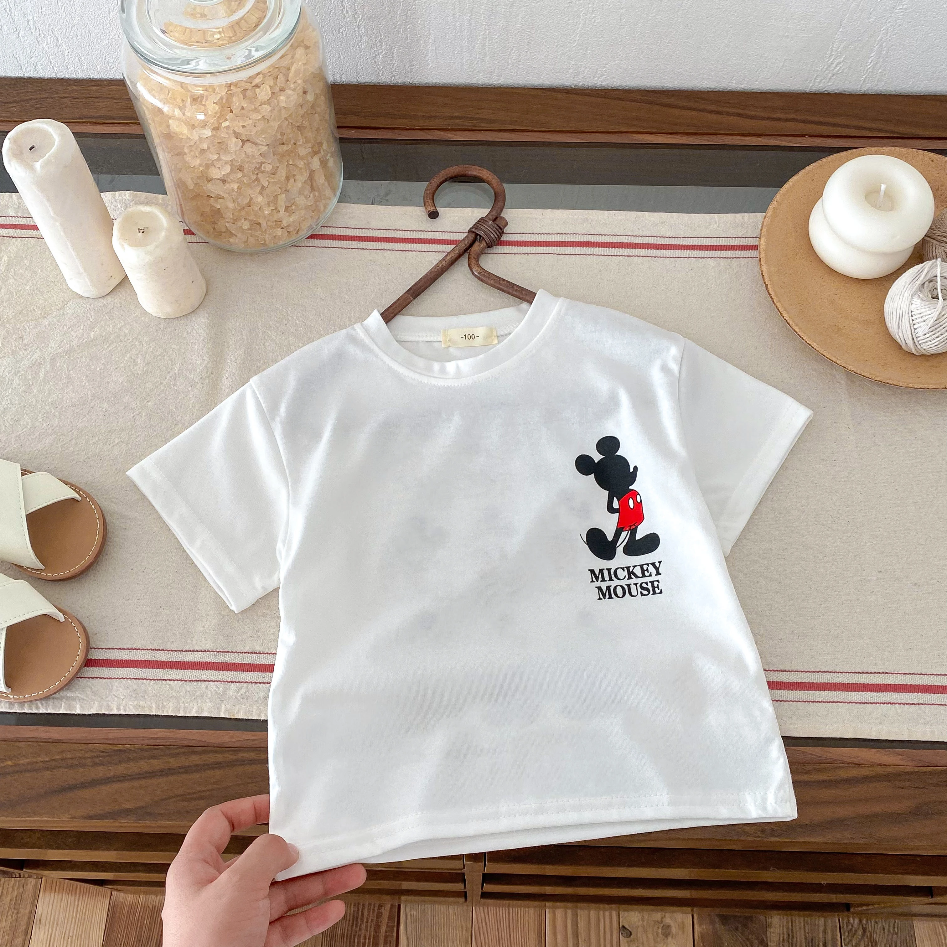 Mickey Mouse Tshirt Cartoon Print Short Sleeve T For Boys And Girls Loose Casual Sports Tops Children Cotton Fashion White Tees 5