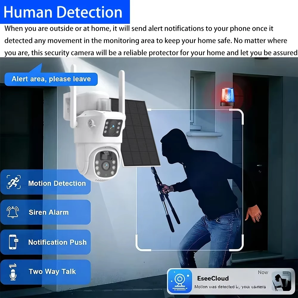 16채널 NVR 8MP 와이파이 감시 태양광 PTZ 카메라 시스템 컬러 야간 PIR 감지 양방향 오디오 와이파이 실외 보안 카메라 세트