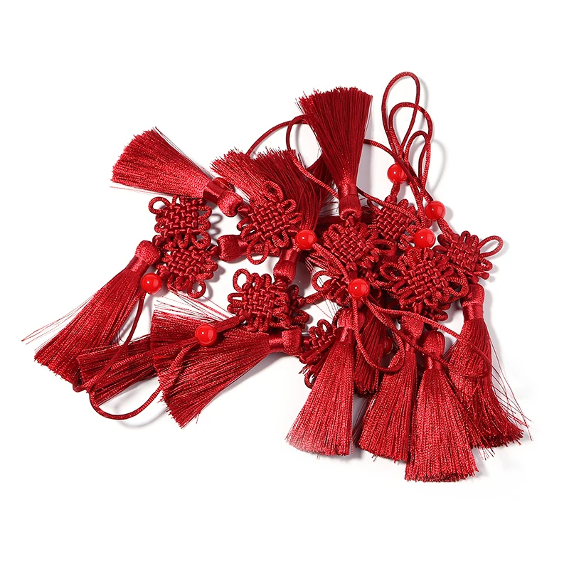 6PCS Solide Rot Festival Quasten 14Cm Chinesischen Knoten Quaste Für Kissen  Brieftasche Tasche Ornamente Hause Dekorationen Großhandel - AliExpress