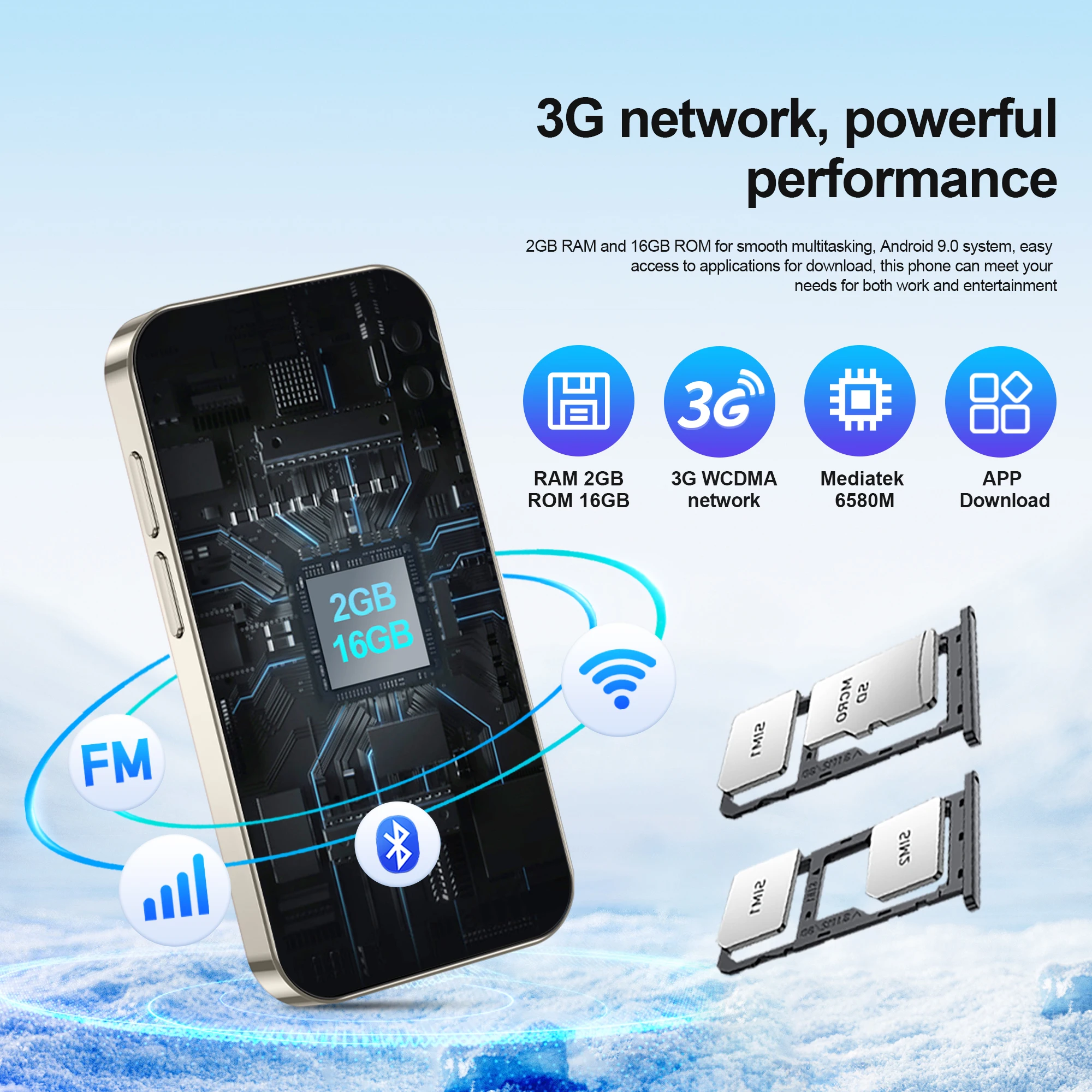 SERVO 16SE MINI Cute Smartphone 3G WCDMA Android System 2GB+16GB Play Store WhatsAPP Face Unlock WiFi Small Pocket Smart Phones