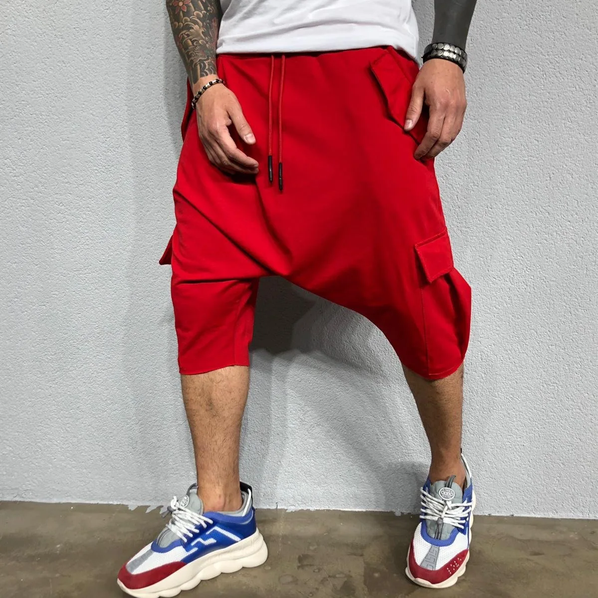 

2024 Casual Sweatpants For Men Hip Hop Trend In Europe America Loose Solid Street Sports Harlan Cropped Trousers Men'S Clothing