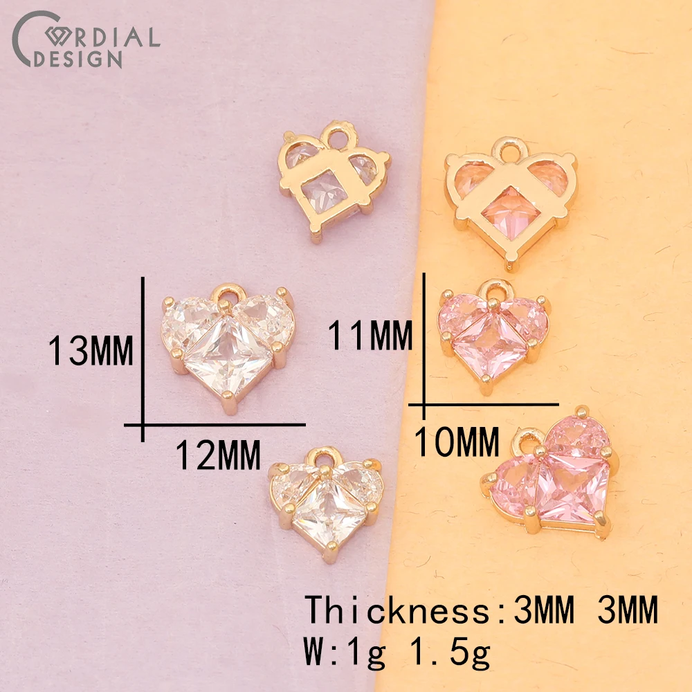 Cordial Design 40Pcs Jewelry Accessories/CZ Charms/DIY Making/Heart Shape/Earring Findings/Hand Made/Pendant For Necklace - cordial