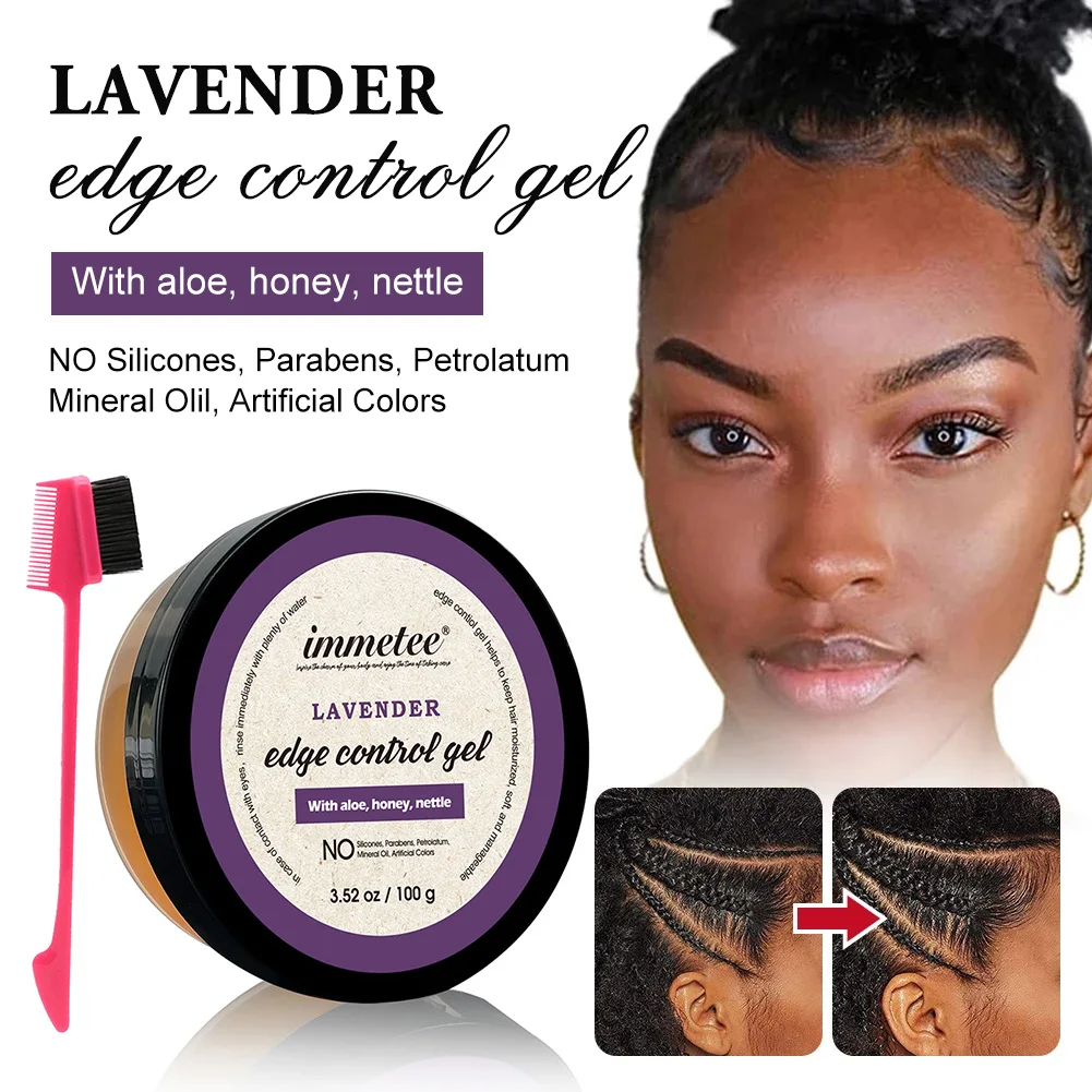 Lavender Hair Edge Control Gel Strong Hold Hair Oil Wax Cream With