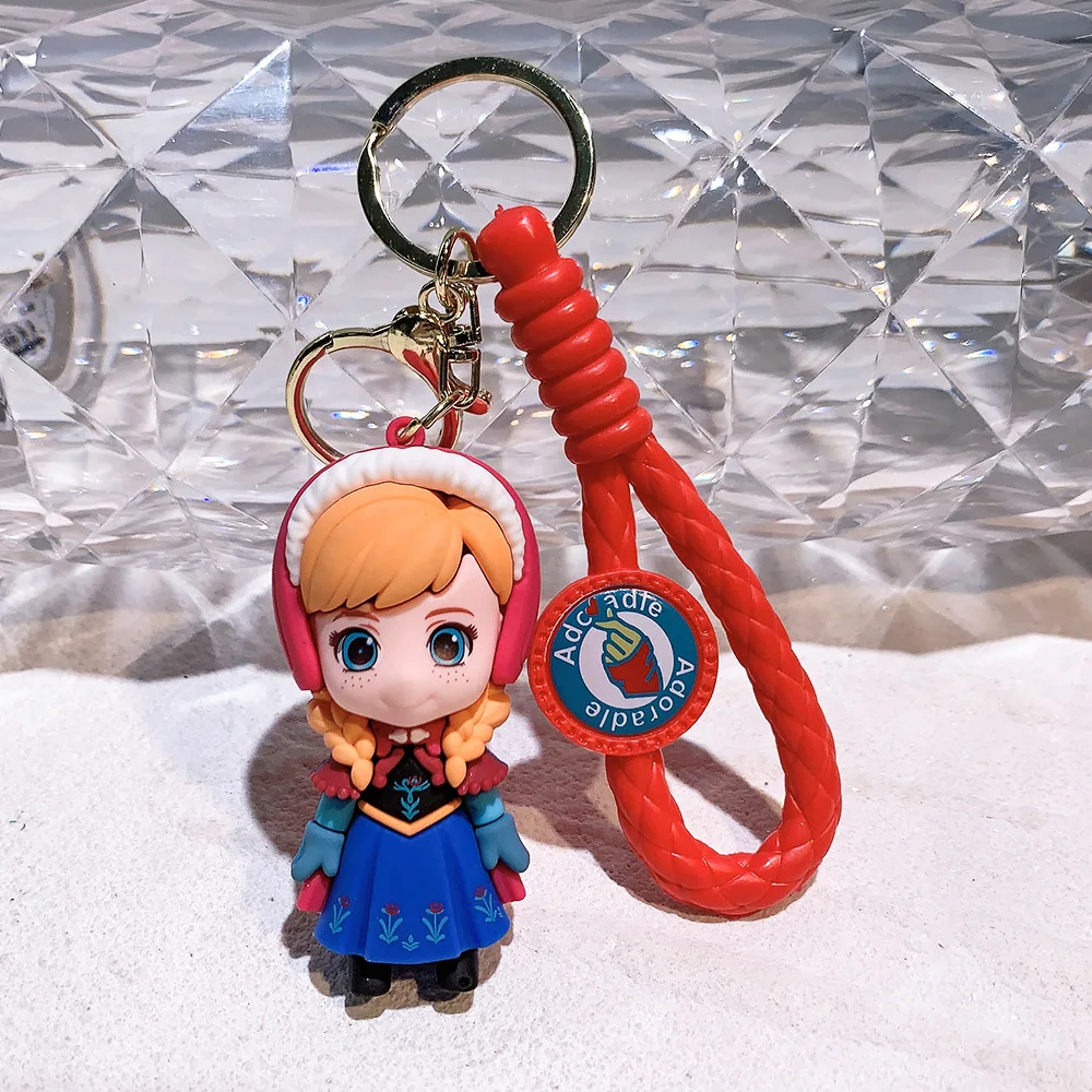 Frozen Princess Lisa Key Pendant Cartoon Silicone Car Keychain Cute Creative Gift anime keychain keychain pendant