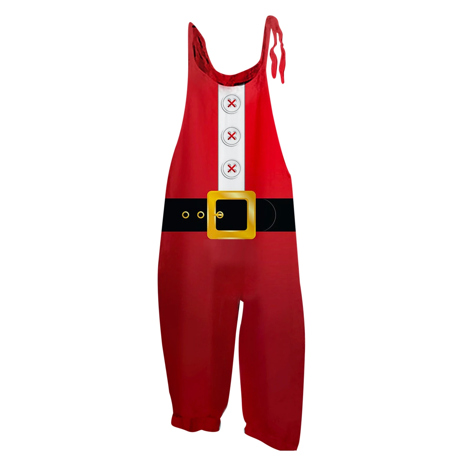 thumbnail image 1 of Mono con estampado navideño para mujer, informal, holgado, con tirantes ajustables, holgado, versátil, con tirantes, pierna ancha y ajustable, 1 of 5