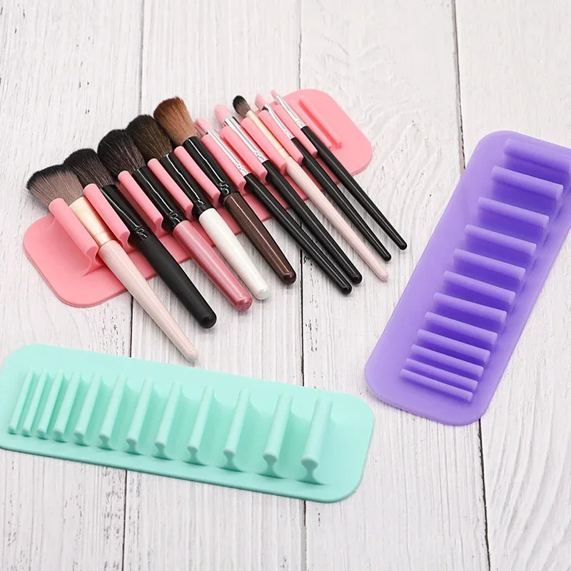 Silicone Wall Mount Makeup Brush Holder Storage Stand Hanger Case Organizer Thin Paint Brush Drying Art Rack Suction Cup 4