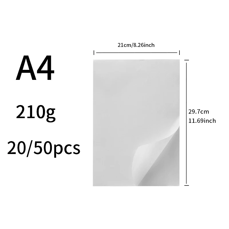 20/50Pcs A4 Washi 종이 자체 접착식 핸드 계정 재료 스티커 레이저 잉크젯 프린터 반투명 DIY 수제 일본 종이