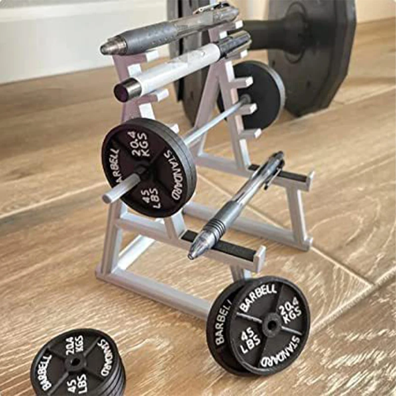 Funny Barbell Design Squat Rack Pen Stand Holder Creative Gifts for