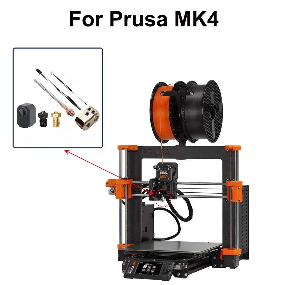 For Prusa MK4 Hotend with Heater Cartridge Heating Block Hardened Steel Nozzle for Prusa M4/ XL Hotend Extruder Parts image 6