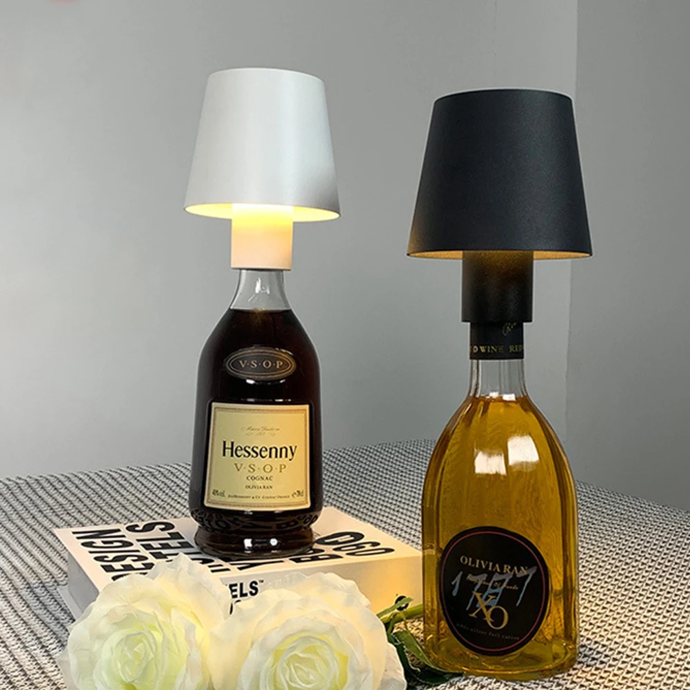 LED Wine Bottle Lamp Head Table Lamp Removable and Removable Portable Charging Decoration for Bar Cafe Atmosphere Night Light