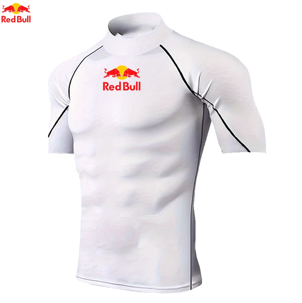Mens T-Shirts Trainning Exercise Compression Fitness Long Sleeve Sports Quick Dry Tight Gym Clothing Red Bull