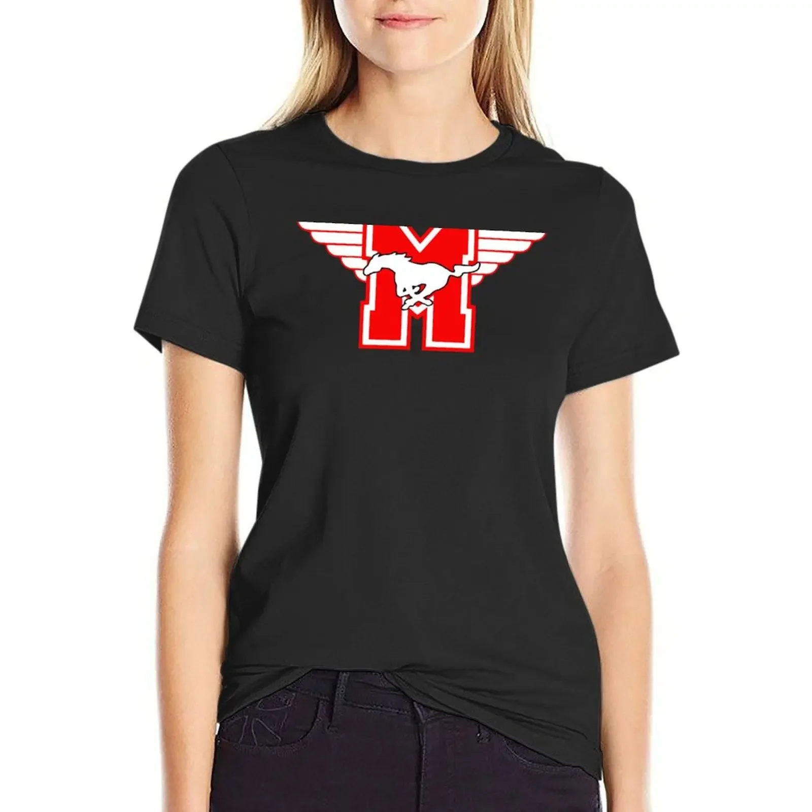 

Hamilton Mustangs Hockey Team (Youngblood movie) T-shirt tops funny Women's summer blouses 2024