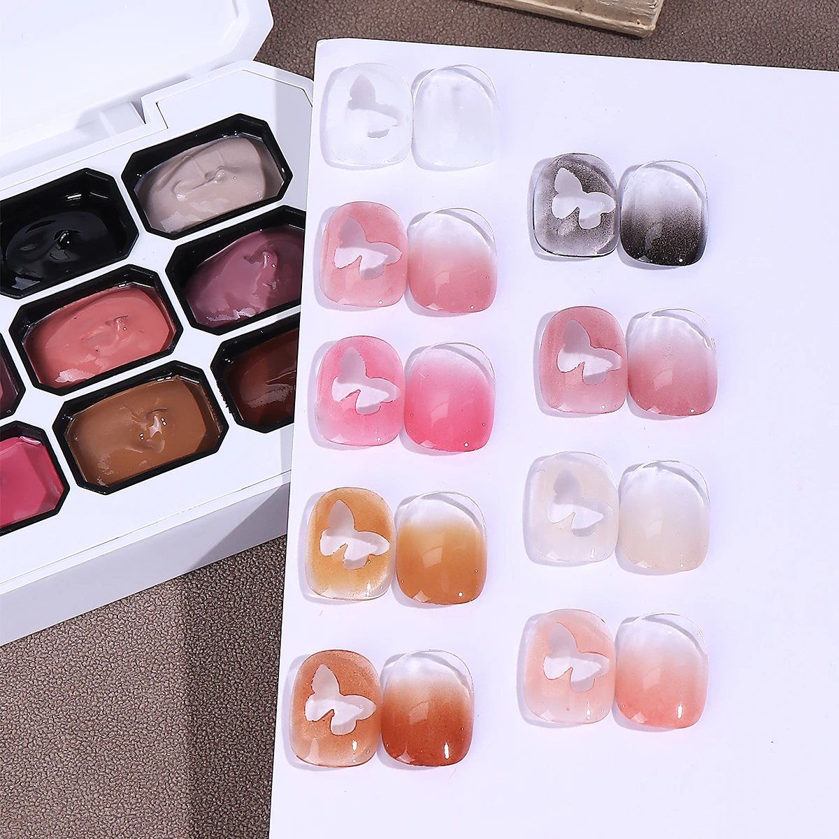 9 IN 1 Pat Painting Gel Nail Polish Gradient Blush Soak Off Semi Permanent DIY Gel Autumn Winter Color Glossy Mud Manicure Decor