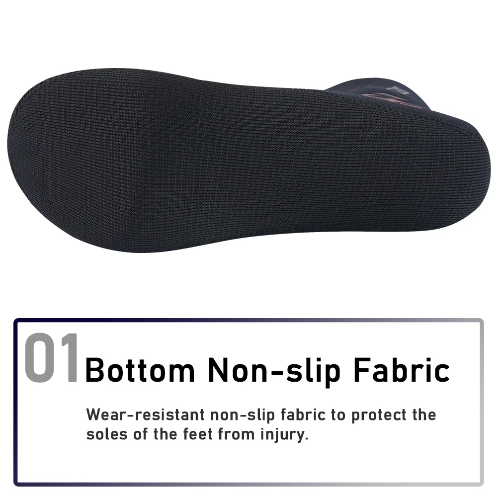 1 Pair of 1.5MM Neoprene Diving Socks Men's Swimming Warm Snorkeling Socks Water Sports Long Non-slip Wearable Beach Socks Women 3
