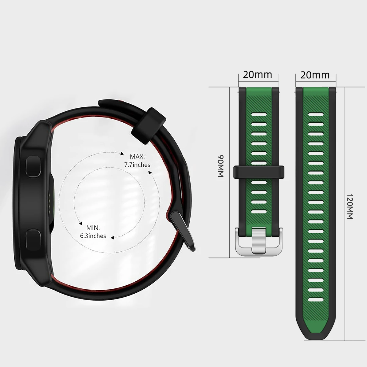 Versatile Silicone Watch Strap - 20mm/22mm