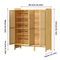 Bamboo Shoes Rack Organizer Cabinet with Doors and 6 Tiers Shelves for for Entryway Hallway 2