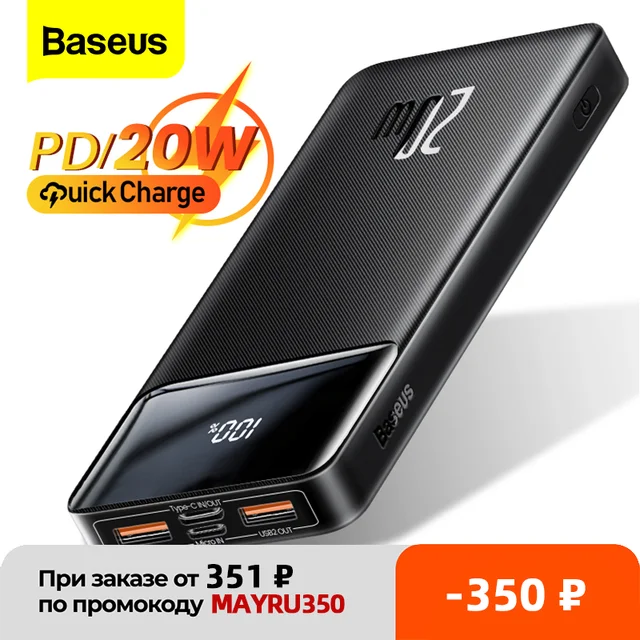 Baseus Power Bank 20000mAh Portable Charger Powerbank 10000mAh External Battery PD 20W Fast Charging For iPhone Xiaomi PoverBank 1