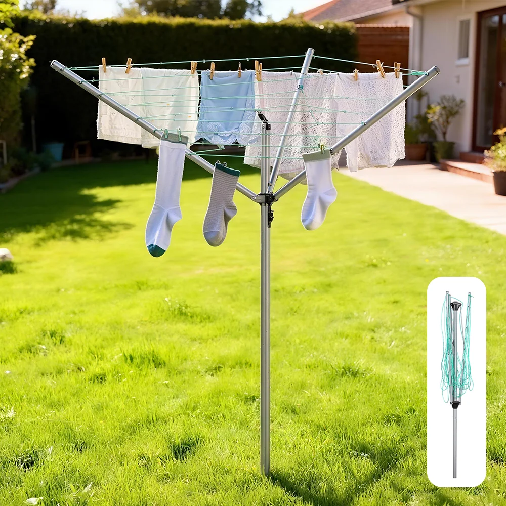 30CM Regenschirm Trocknen Kleidung Rack Heavy Duty Wäscheleine Outdoor Kleidung Linie Mobile Kleidung Regal Haushalt Einfache Trocknen Racks – Detail 14