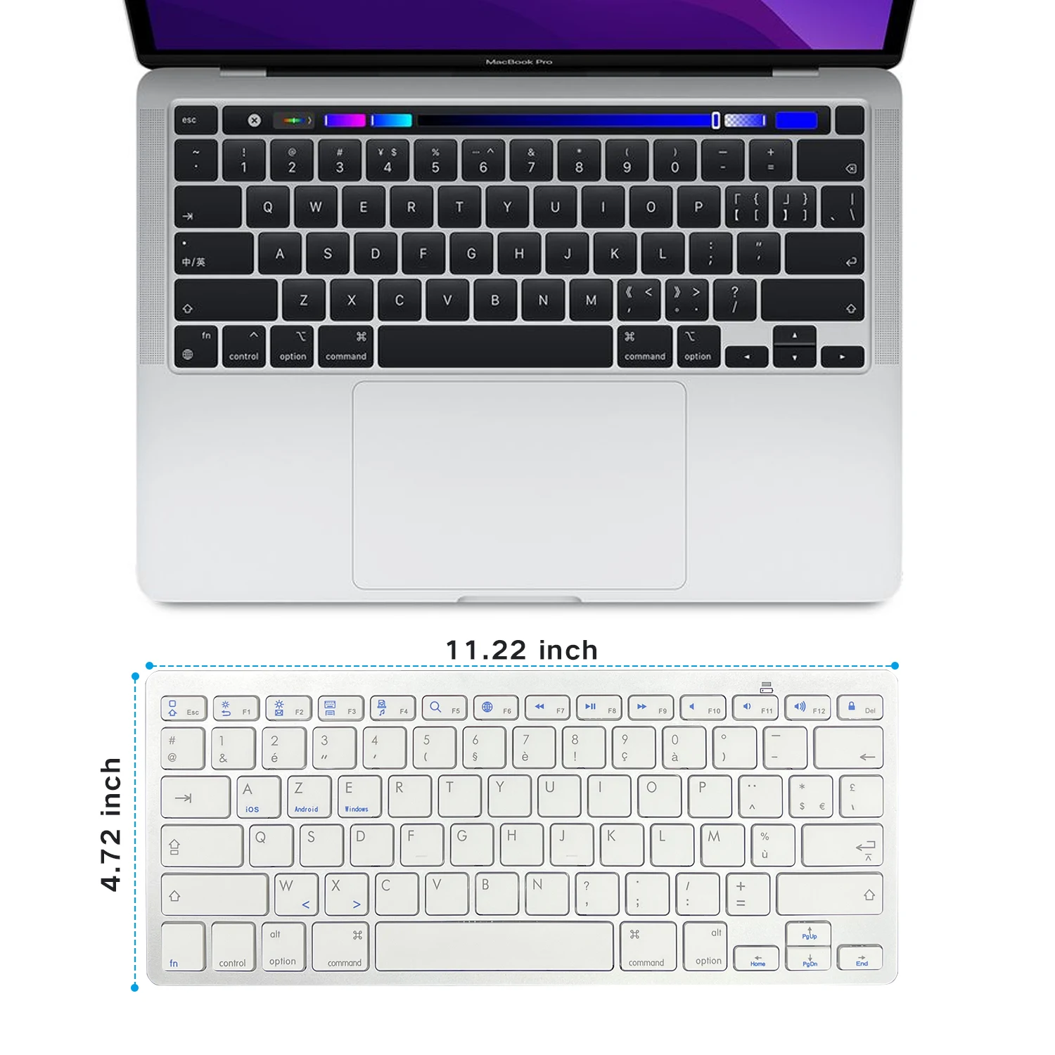 French Language Ultra Thin Light weight Low Noise BT wireless Keyboards for iPhoneiPadsmartphonelaptop