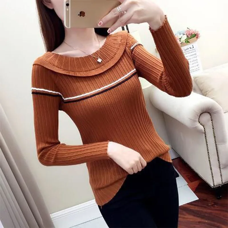 

Korean Women's Spring Winter Style Knitted Sweater Pullover Women's Casual Collar Long Sleeve Pullover Top 2022 New Round Neck