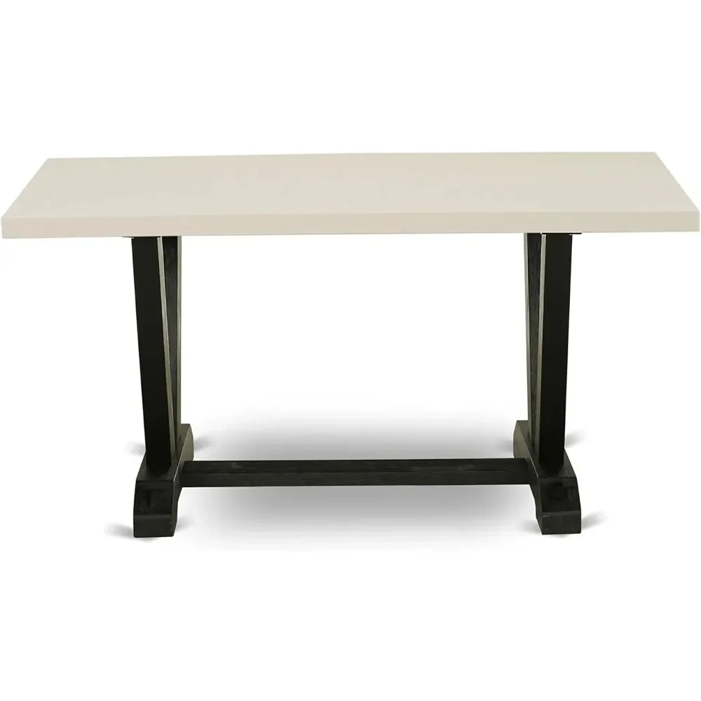VT626 V-Style Kitchen Dining Table - a Rectangle Wooden Table Top with Stylish Legs, 36x60 Inch, Multi-Color 4