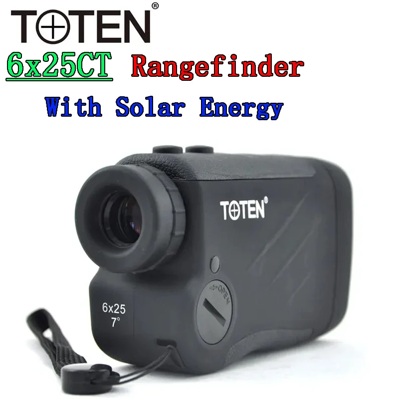 

Toten 6x25 Laser Rangefinder With Solar Board FMC 600m Distance Meter Outdoor Sport Golf Hunting Survey Roof Prism Monocular