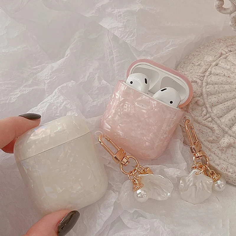 Luxury Girls Pearl Earphone Case For Airpods Pro 2 1 Case For Apple AirPods 4 3 2 1 Case With Keychain Earphone Protective Shell