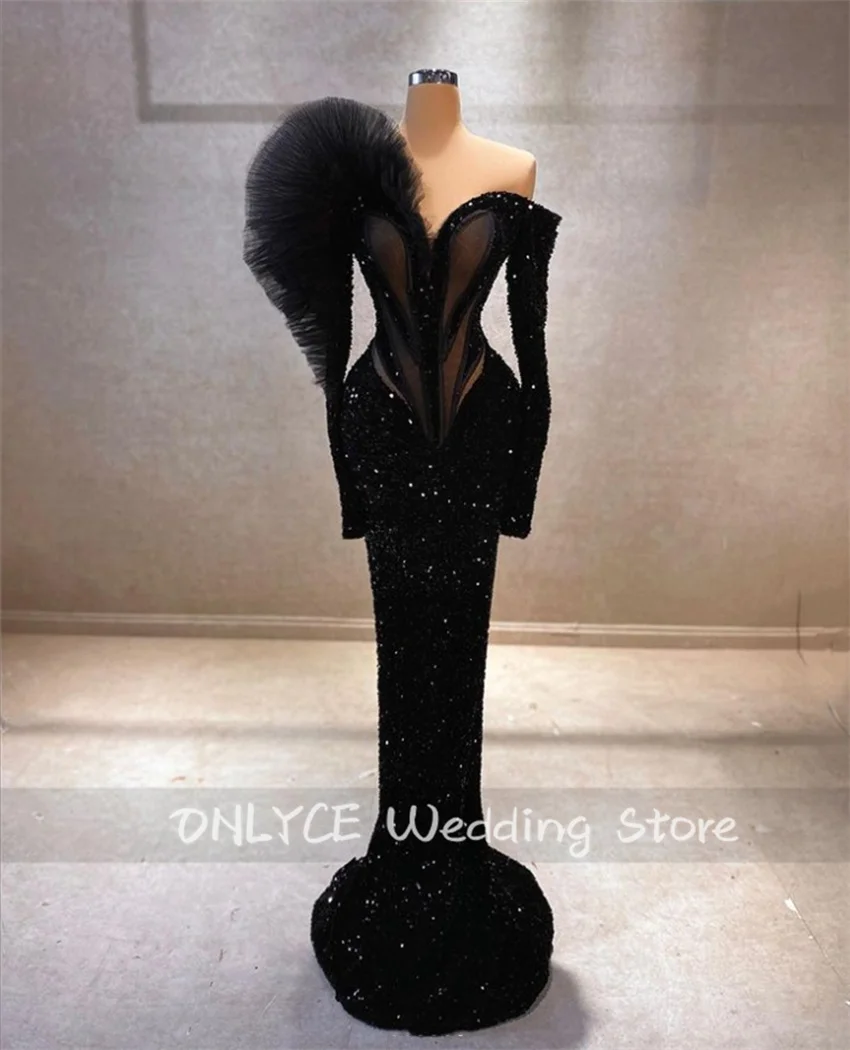 

New Design Luxury Mermaid Evening Dresses Glitter Off Shoulder Sparkly Sequins Prom Dress Shiny Birthday Party Gowns 2023