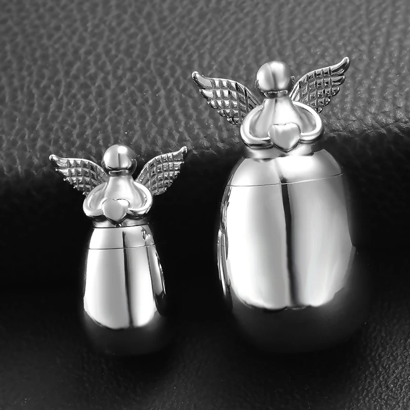 Small Keepsake Urns for Human Ashes Angel Wings Heart Mini Stainless Steel Cremation Memorial Urns for Ashes Jewelry Dropship 3