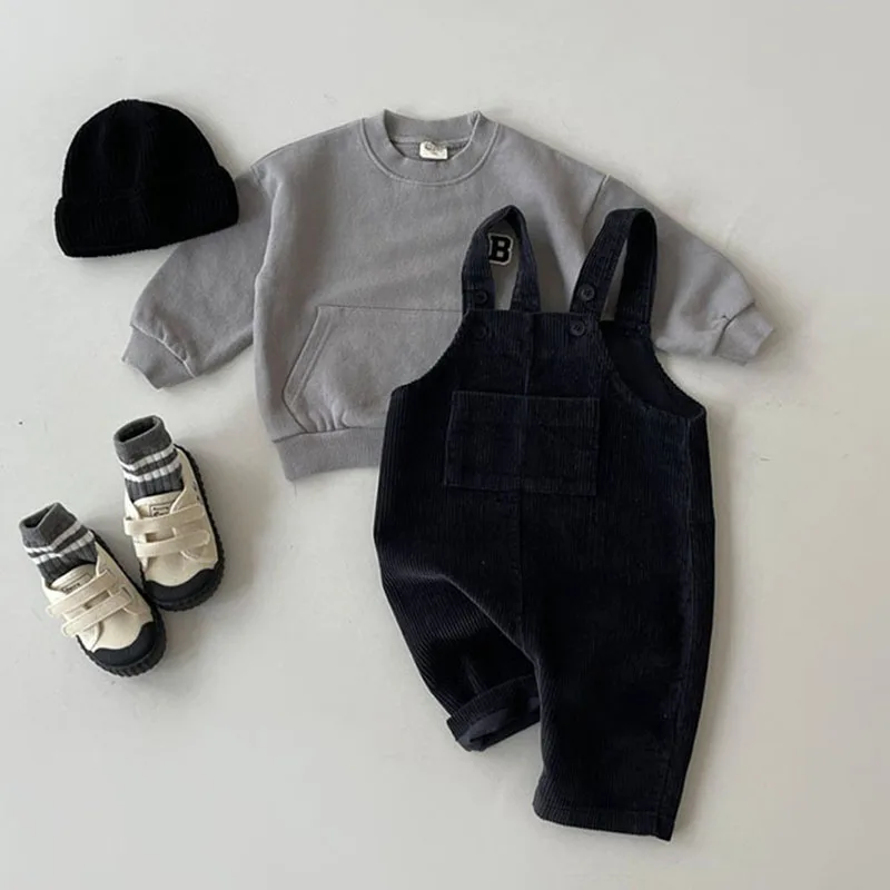 Salopette Bébé En Velours Côtelé - Combinaison Une Pièce Sans Manches Avec Bretelles - Taille 0-3 Ans (74 à 98) - Coton Doux Pour Automne, Hiver, Printemps - 6