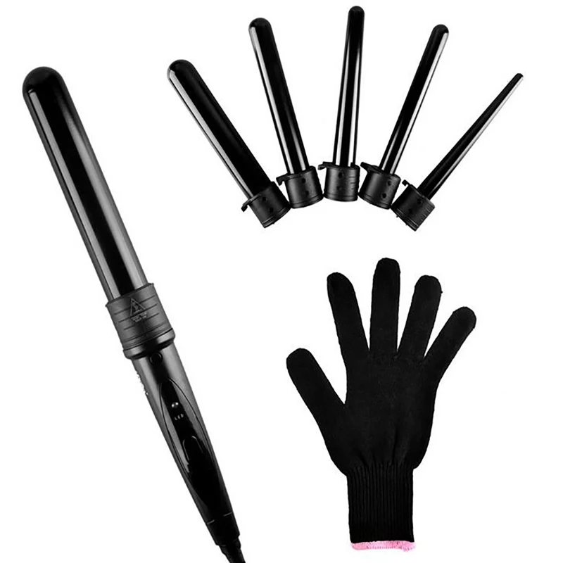 Five In One Interchangeable Perm Machine Multi Size Ceramic Curler Roller Heat-Resistant Gloves Professional Hair Styling Tools