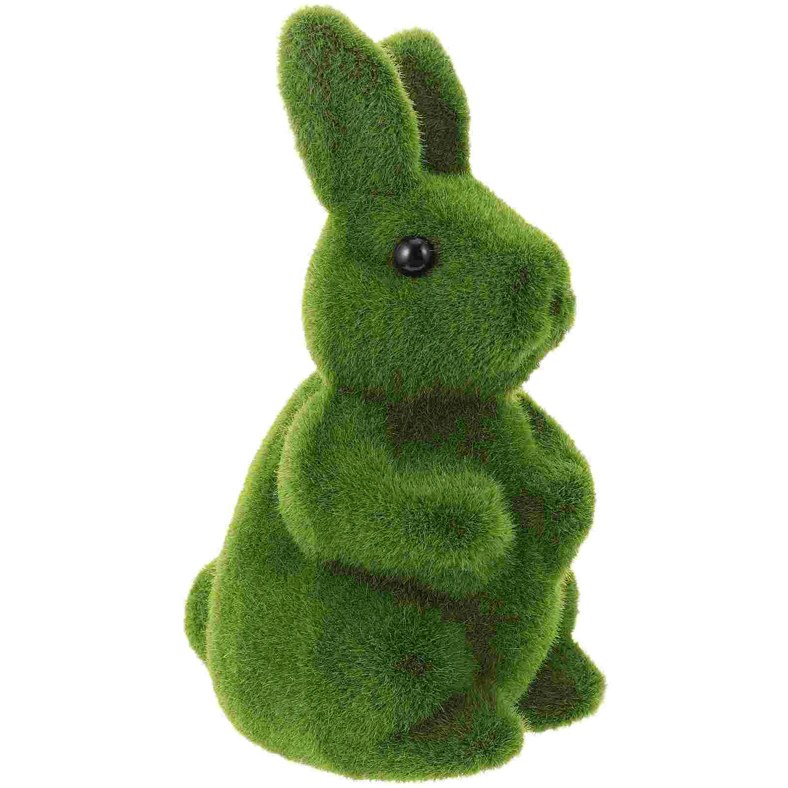

Easter Moss Bunny Flocked Rabbit Statue Festival Garden Yard Rabbit Figurine