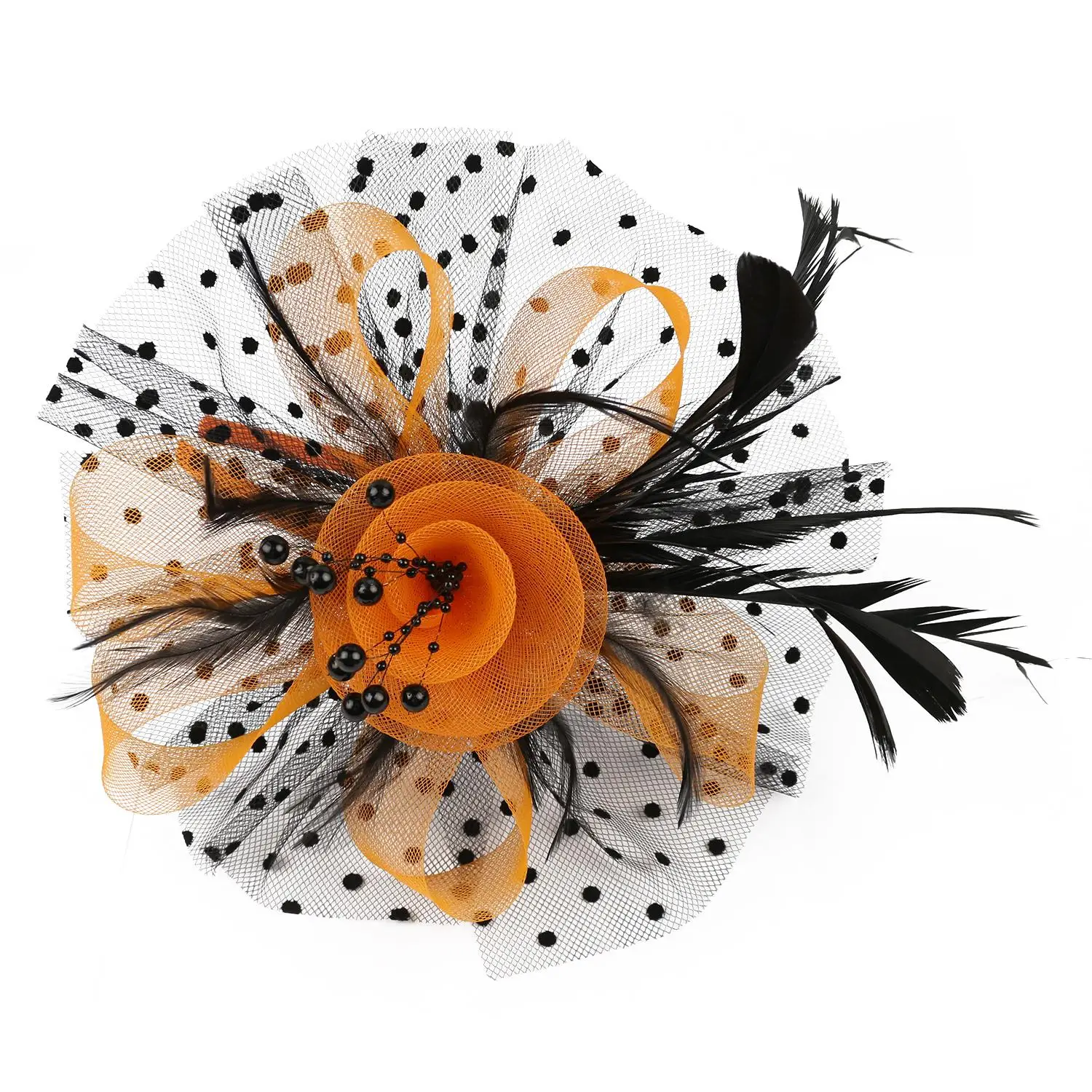 Cocktail Mesh Blumenfedern Haarspange Fascinator Hut für Frauen Tea Party Stirnband Haarschmuck – Detail 38