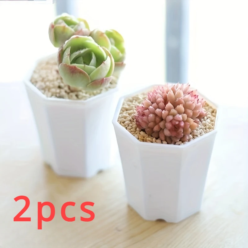 2/4/10 sztuk białych ośmiokątnych doniczek do kwiatów są idealne do sukulentów, kaktusów i uprawy roślin wewnątrz i na zewnątrz.