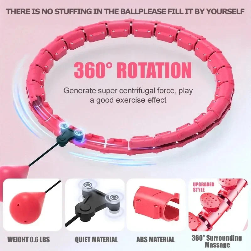 Weighted Exercise Hoop Weight Fitness Hoop With Extra Links Sport Hoops Exercise Circle Adjustable Detachable for Weight Loss