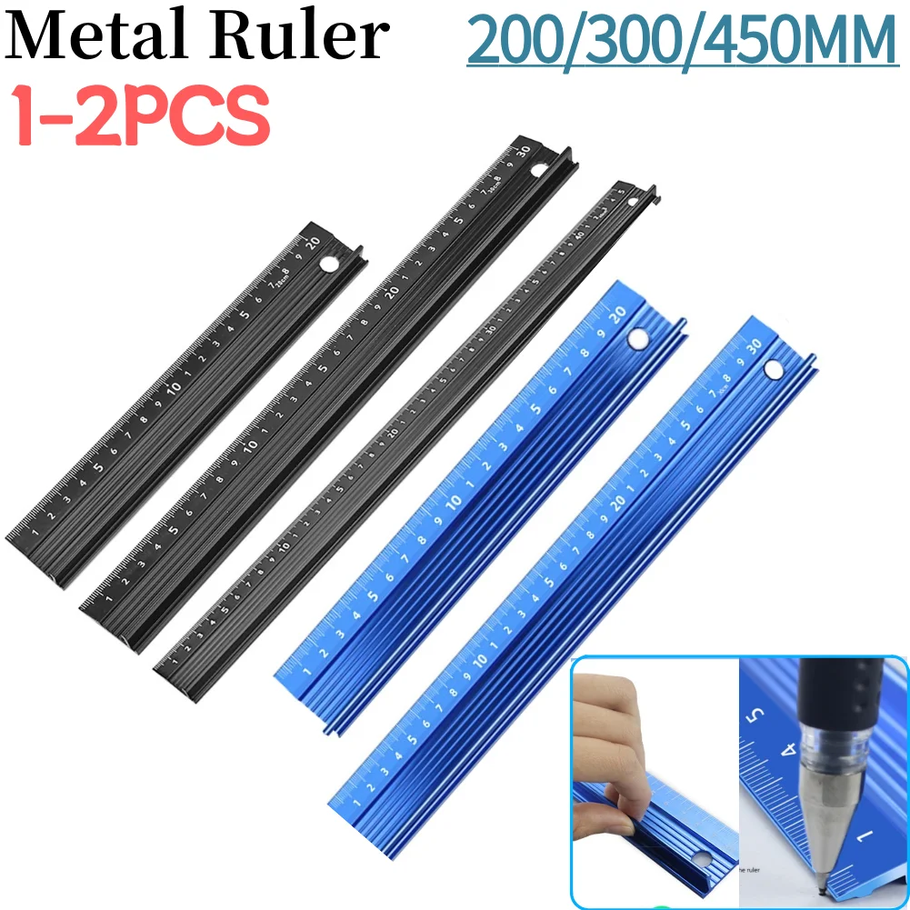 20/30cm Protective Ruler Metric Ruler Aluminum Alloy Straight Cutting Non-slip Cutting Rule Gauge For Measuring
