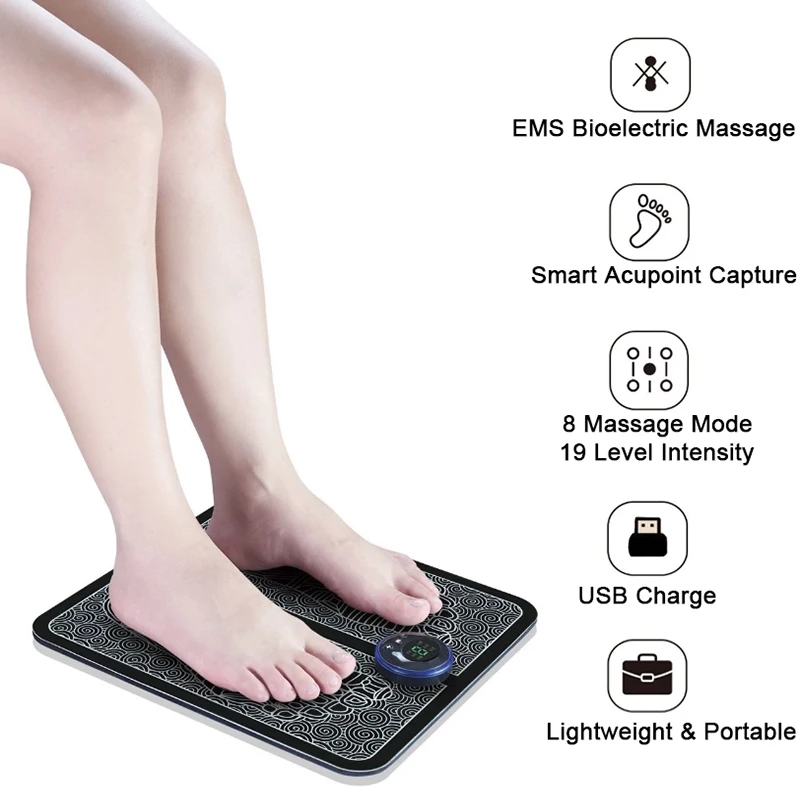 Electric EMS Foot Massager Pad Portable Foldable Massage Mat Muscle 