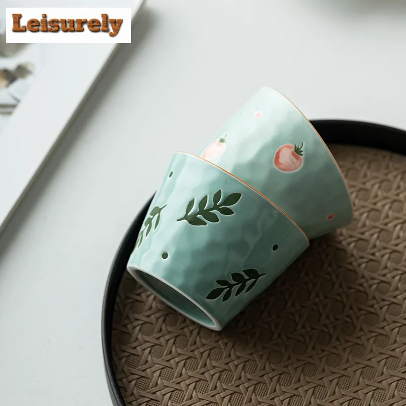 180ML Japanese Hand-painted Ceramic Host Cup Creative Strawberry Personal Coffee Mug Large Capacity Breakfast Bowl Kungfu Teaset