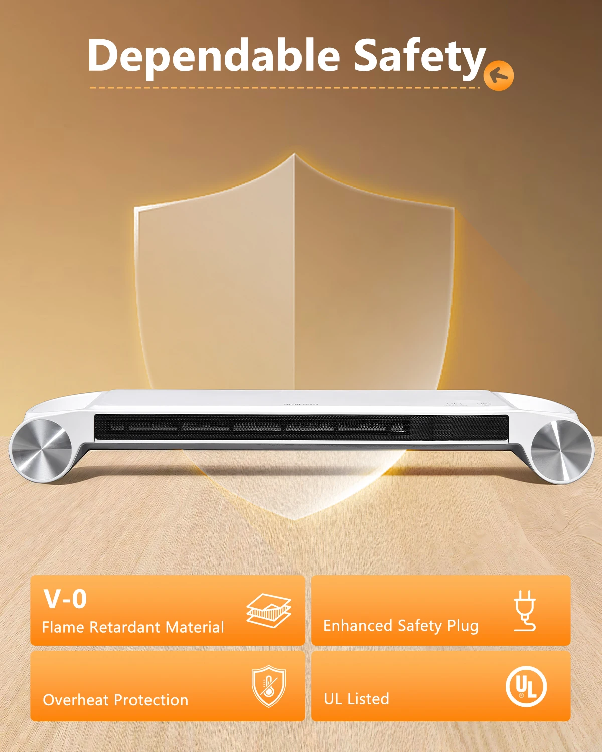 Eary 330W 110V Desk Heater & Monitor Stand for Office Home with Timer 2 Heat Keyboard Hand Warmer with USB Port US Standard Plug