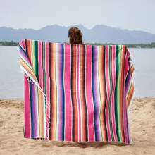 

Colorful Throw Blanket Shawl Mexican Beach Towel Rainbow Stripe Table Runner Sofa Cover Nordic Tablecloth Rectangle Beach Mat