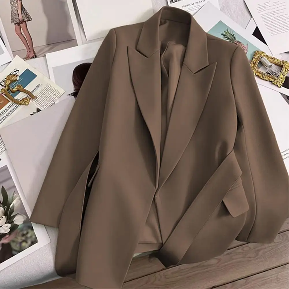 цена Женский деловой пиджак с поясом, деловой облегающий пиджак с длинным рукавом, деловой костюм для работы и офиса