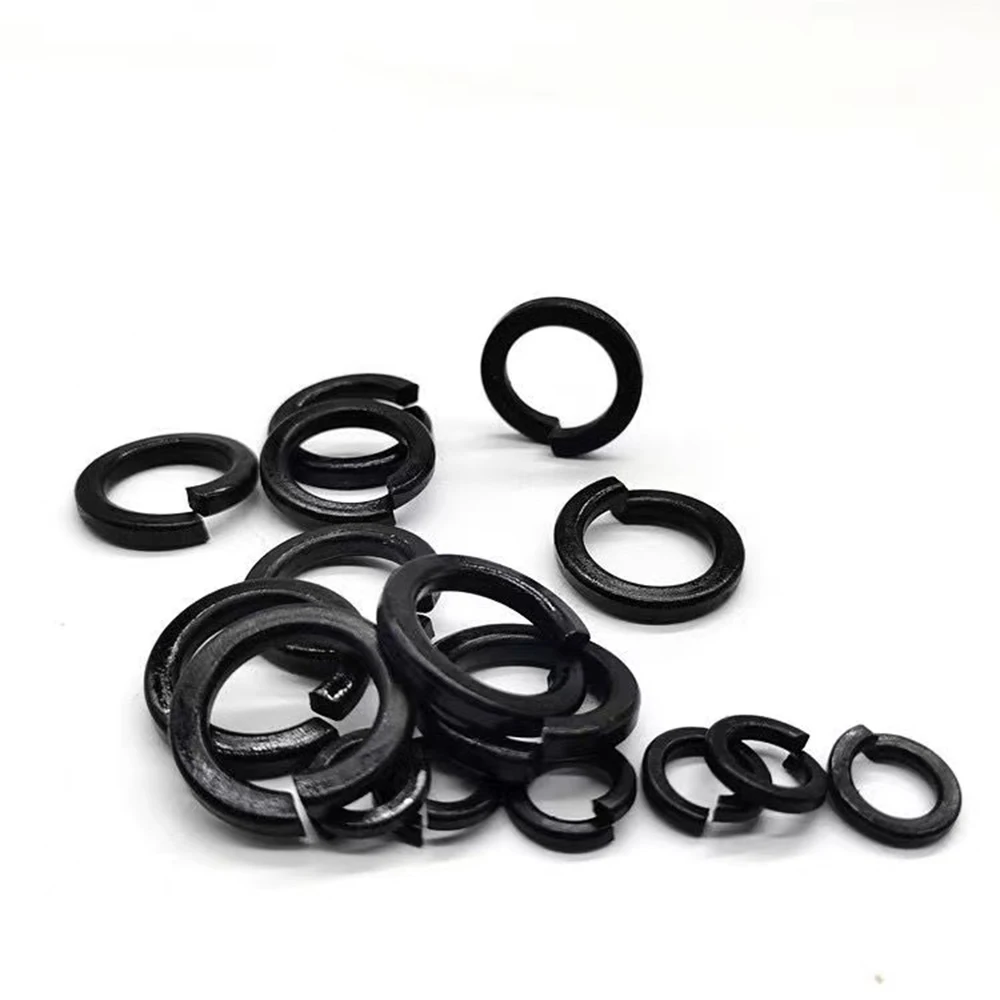 

150 PCS M2-M10 Black Oxide Oxidation Carbon Steel Gasket Ring Silver Spring Lock Washer Split Washer