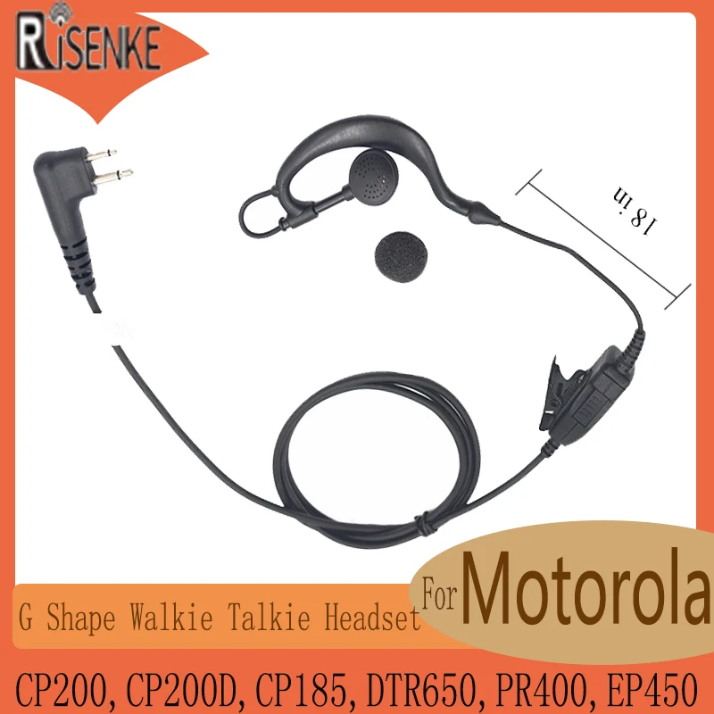 RISENKE G Shape Walkie Talkie Headset, 1 Wire Earpiece, Work for Motorola CP200,CP200D,CP185,DTR650,PR400,EP450 Two Way Radio