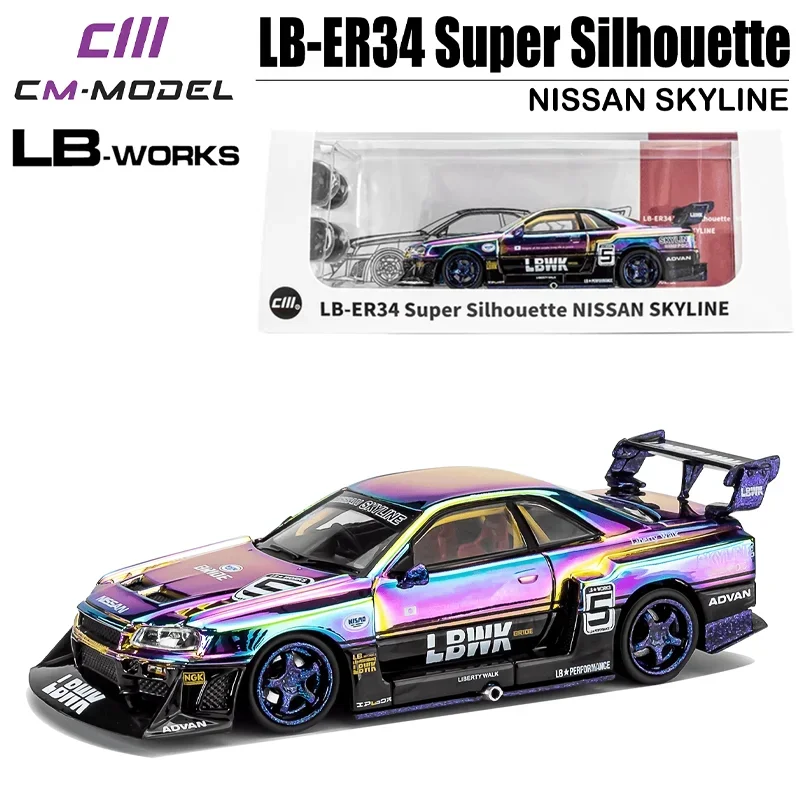 CM Model 日産GT-R LB-ER34 LBWK （シルバーブラック） CMモデル 1/64 日産 LB-WORKS ER34 #5 ブラッククローム