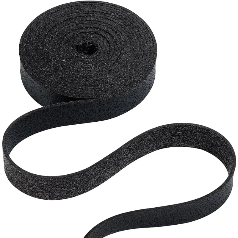 1 Roll 12.5mm Wide Black Grain Leather Strips 200cm Long Flat Leather Cord 1.2mm for DIY Crafts Keyrings Boot Lace Jewelry